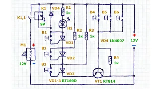 Как сделать кодовый замок на тиристорах, управляющий соленоидом через реле, схема, ее работа, нюансы