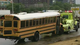 Six kids, teens injured when school bus flips over on Dan Ryan Expressway