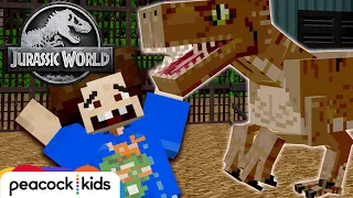 TRAPPED in a Raptor Cage! | JURASSIC WORLD MINECRAFT