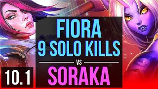 FIORA vs SORAKA (TOP) (DEFEAT) | 5 early solo kills, 1.6M mastery points | NA Grandmaster | v10.1