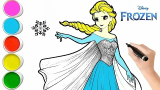 Elsa Princess Drawing || How to draw Frozen For Kids || Frozen Coloring Pages