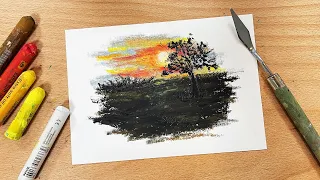 How to Paint Sunset Glow in Soft Oil Pastels for Beginners | Oil Pastels #94