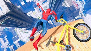 GTA 5 - Spiderman BMX Parkour Jumps Vol.67 (Euphoria Ragdolls)