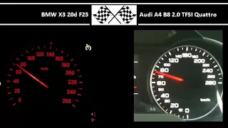 BMW X3 20d F25 VS. Audi A4 B8 2.0 TFSI Quattro - Acceleration 0-100km/h