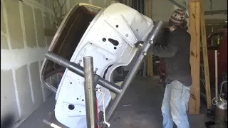 WE MADE A CAR ROTISSERIE CHEAPLY OUT OF SCRAP METAL PIPE AND WHY EVERY CAR GUY NEEDS ONE!!!