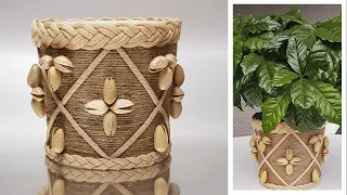 DIY Such a simple and 😊tasty😊 jute planter will decorate your home or garden