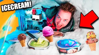 Worlds Biggest SNOW FORT ICE CREAM Shop! Box Fort Igloo Challenge - Candy, Snow Cones & More!