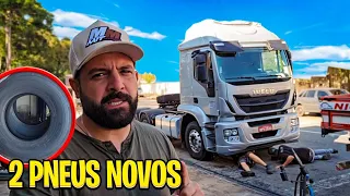 TAVA NO ARRAME OS PNEUS, COLOQUEI DOIS PNEUS NOVOS NO IVECO.