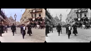 1890s Amazing Notas-Rare Footage of Cities Around the World AI-Restored by VRM comparison