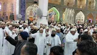 جمعرات کوامام علی علیہ السلام کےروضہ مبارک میں پرسہ دیتےہوئے انڈین قافلہ 03002485448مولا سب سلامت