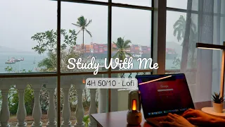 4-Hour Study with Me / Rainy Panama Canal 🛳️ / Pomodoro 50-10/ Relaxing Lo-Fi / Day 149