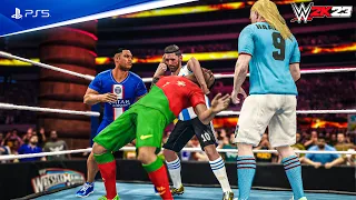 WWE 2K23 - Haaland & Messi vs Ronaldo & Mbappe | Tag Team Tables Ladders & Chairs Match | PS5™[4K60]