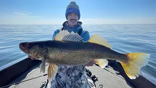 GIANT Walleye WhackDown on Hair Jigs!!! |Early Spring Green Bay Walleyes!|