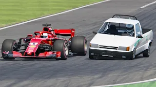 Ferrari F1 2018 vs Fiat Fiorino with F1 Engine - Monza