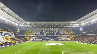 Fenerbahçe-Galatasaray maç öncesi koreografi. Mohikan-Yaşa Fenerbahçe. Fenerbahçe tribünleri.