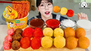 ASMR MUKBANG| Fire noodles, Cheetos Cheese balls, Bburinkle Cheese balls, Eating