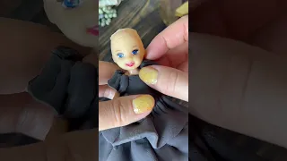 DIY 🎃 How to make Wednesday Addams? Dress 👗 Wednesday for doll with polymer clay 🌺 #clay #shorts
