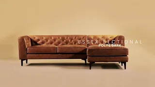 Essex Sectional in Cognac Tan by Poly & Bark | Leather Sectional, modern sectional, mid-century sofa