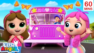 Wheels on the Pink Party Bus! | Jill's Playtime | Little Angel Kids Songs & Nursery Rhymes