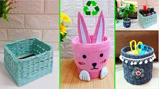 3 handmade Basket/organizer made with old recycled materials| Best out of waste craft idea