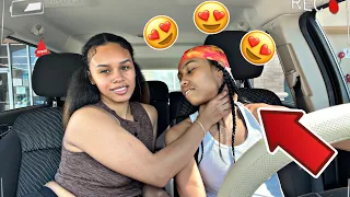 RANDOMLY GRABBING MY GIRLFRIEND NECK WHILE SHE’S DRIVING!! *SHE CAME TO THE BACKSEAT*