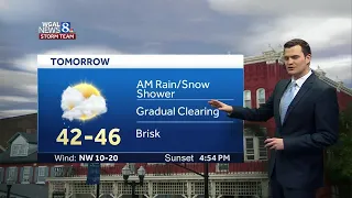 Slight chance of rain or snow shower tonight, early tomorrow