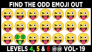 Find The Odd Emoji One Out Level 4,5 and 6 | Solve It  If You are a Genius | Puzzles No 19