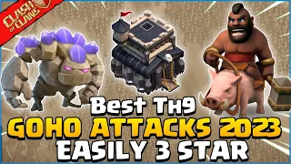 TH9 GoHo Attack Strategy 2023!! | Best Th9 Golem Hog War Attack Strategy 2023 - Clash of Clans