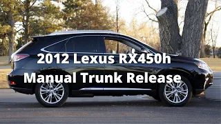 Lexus RX450h Manual Trunk Release. Should work on all 3rd Gen 2008-2015 Lexus RX350 and RX450h