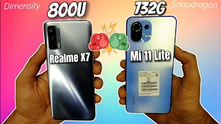Mi 11 Lite Vs Realme X7 AnTuTu Benchmark | Dimensity 800U Vs SD 732G | Atul Tech Bazaar
