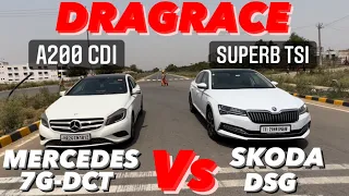 SKODA SUPERB TSI STOCK Vs MERCEDES A200 CDI TUNED DRAGRACE, FACEOFF🔥🔥