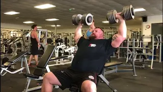 Eddie Hall (THE BEAST) 52.5kg Dumbbell Shoulder Press for 50 Reps!