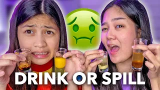 DRINK or SPILL Challenge with my sister! | Nina Stephanie