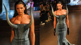 Kanye West's ex, Julia Fox is seen on the catwalk in New York Fashion with a HORNED DRESS!