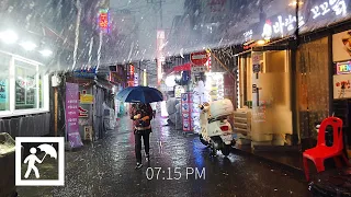 [4K] 폭우가 쏟아지는 동대문 골목길 걷기 Walking in Heavy Rainstorm in Seoul Dongdaemun(Umbrella Rain Sounds)4k ASMR