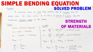 strength of materials solved problems | simple bending equation | maximum bending stress problem