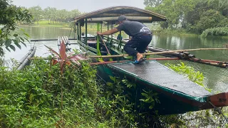 Solo Camping in a boat | #rain and cooking | #camping