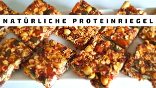 Energieriegel selber machen. Vegane Proteinriegel. Gesunde Riegel.