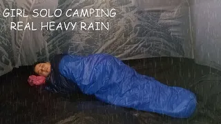 SOLO CAMPING IN REAL HEAVY RAIN ☔ ASMR RELAXING CAMPING 🥰 GIRL SOLO CAMP