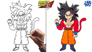 Goku Super Saiyan 4 Drawing || How to Draw Goku Super Saiyan 4 Full Body Step by Step