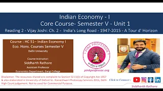 India's Long Road to Prosperity - Vijay Joshi - Class 3