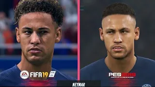 FIFA 19 VS PES 19 | Paris Saint-Germain Players faces comparison