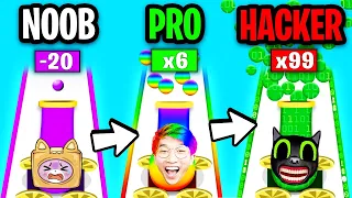 NOOB vs PRO vs HACKER In BALLS FALL! 3D!? (ALL LEVELS!)