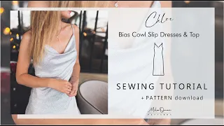 DIY Bias cowl neck slip dress |Chloe dress| PATTERN download