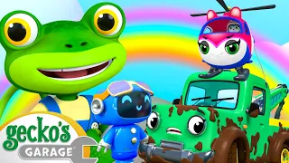 Muddy Helicopter Rescue With Kat! | Gecko's Animal Pals | Animal & Vehicle Cartoons