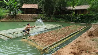Primitive Skills: How to growing floating rice on a raft in a pond, Floating Rice Farm (ep 172)
