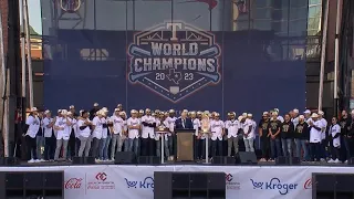 Full team speeches: Texas Rangers 2023 World Series championship parade in Arlington