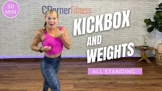 30 Minute Cardio Kickboxing And Weights Workout 🔥 Sweat and be strong 🔥
