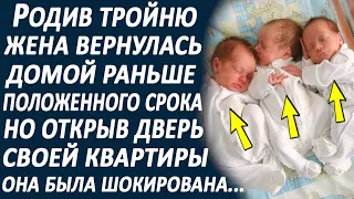 Родив тройню, жена вернулась домой раньше времени. Открыв дверь квартиры, она была в изумлении...