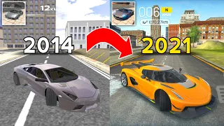 Evolution of Cars in Extreme Car Driving Simulator (2014 - 2021)